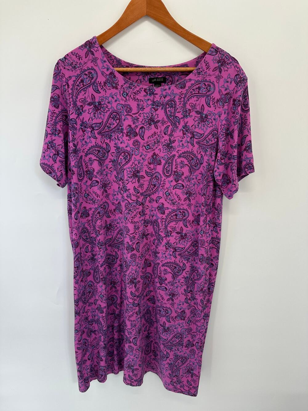 J. JILL Wearever Dress Purple Floral Stretch Jersey Dress // XL Petite